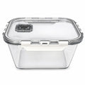 INOUTHOMECO extra large 2300ml glass food storage container with an airtight locking lid and built-in steam vent.