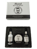 INOUTHOMECO professional beard grooming kit featuring beard wash, growth oil, and styling balm in a gift box.