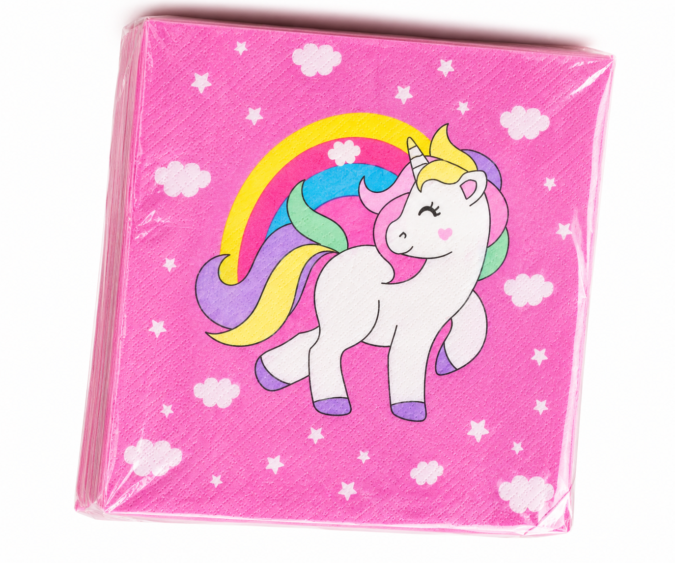 INOUTHOMECO pink paper napkins featuring a cute unicorn and rainbow design for children's birthday parties