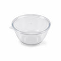 INOUTHOMECO 635ml round borosilicate glass bowl with a clear flexible easy-pull lid for food storage and serving.