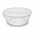 INOUTHOMECO 930ml round borosilicate glass storage bowl with clear airtight snap-lock lid and silicone seal