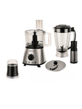 INOUTHOMECO Sokany 5-in-1 food processor with blender, grinder, and stainless steel blades in silver and black.