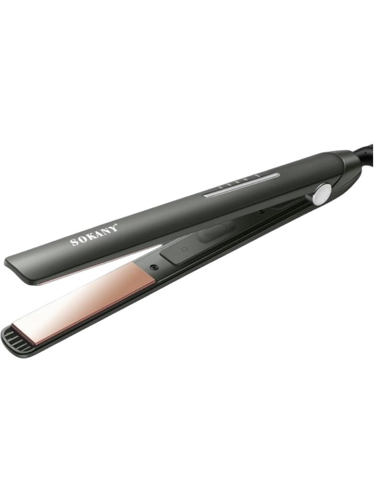 INOUTHOMECO Sokany ceramic hair straightener with black handle and rose gold plates for sleek styling