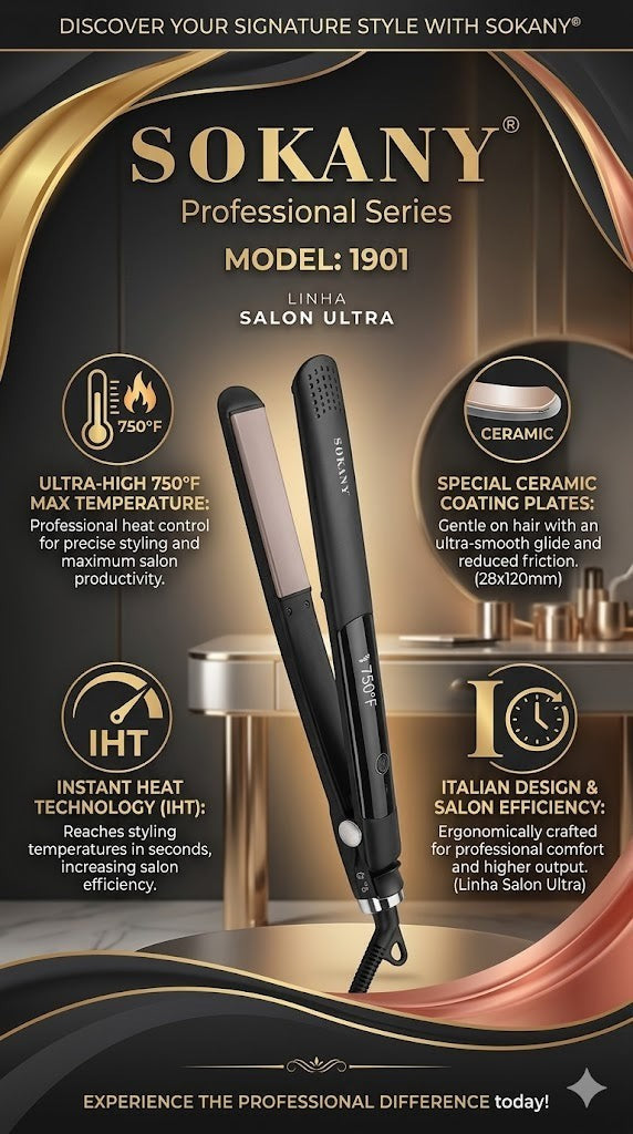 INOUTHOMECO Sokany professional ceramic hair straightener with LCD display, swivel cord, and fast heat technology.