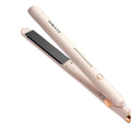 INOUTHOMECO Sokany ceramic hair straightener in a soft blush pink finish with black floating plates and gold accents.
