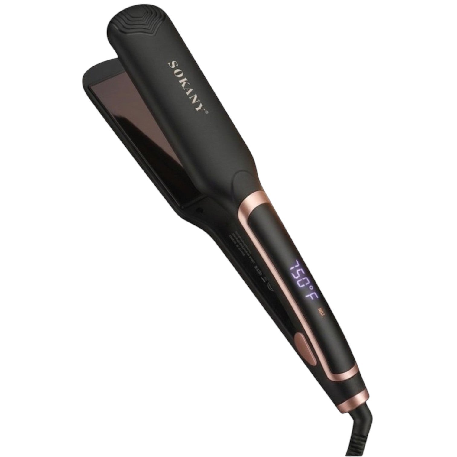INOUTHOMECO Sokany professional black and rose gold ceramic hair straightener with digital temperature display