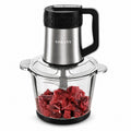INOUTHOMECO SOKANY 800W electric food chopper with 3L glass bowl, stainless steel blades, and black motor unit.