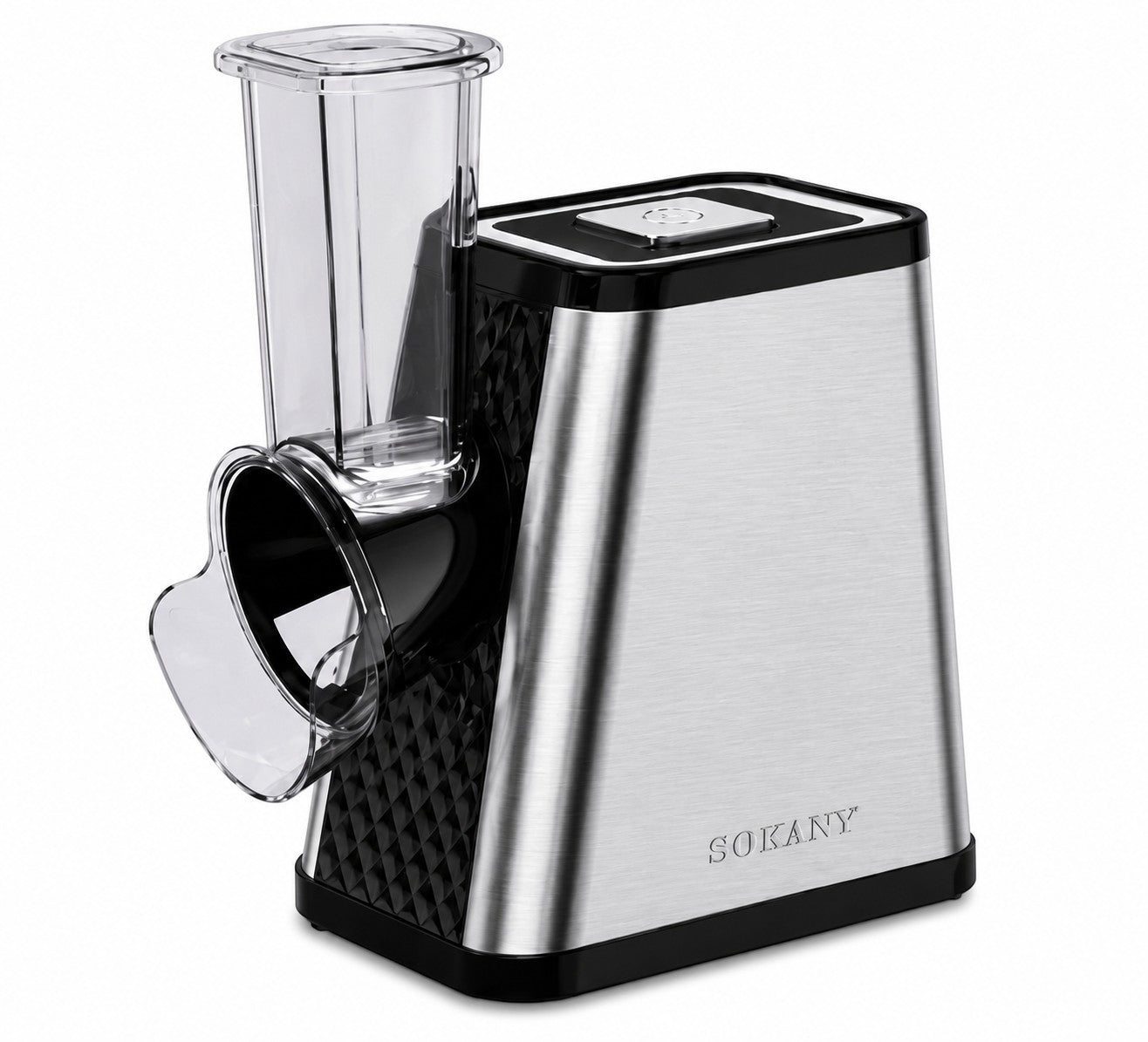 INOUTHOMECO SOKANY 5-in-1 electric vegetable cutter with stainless steel finish and clear food chute