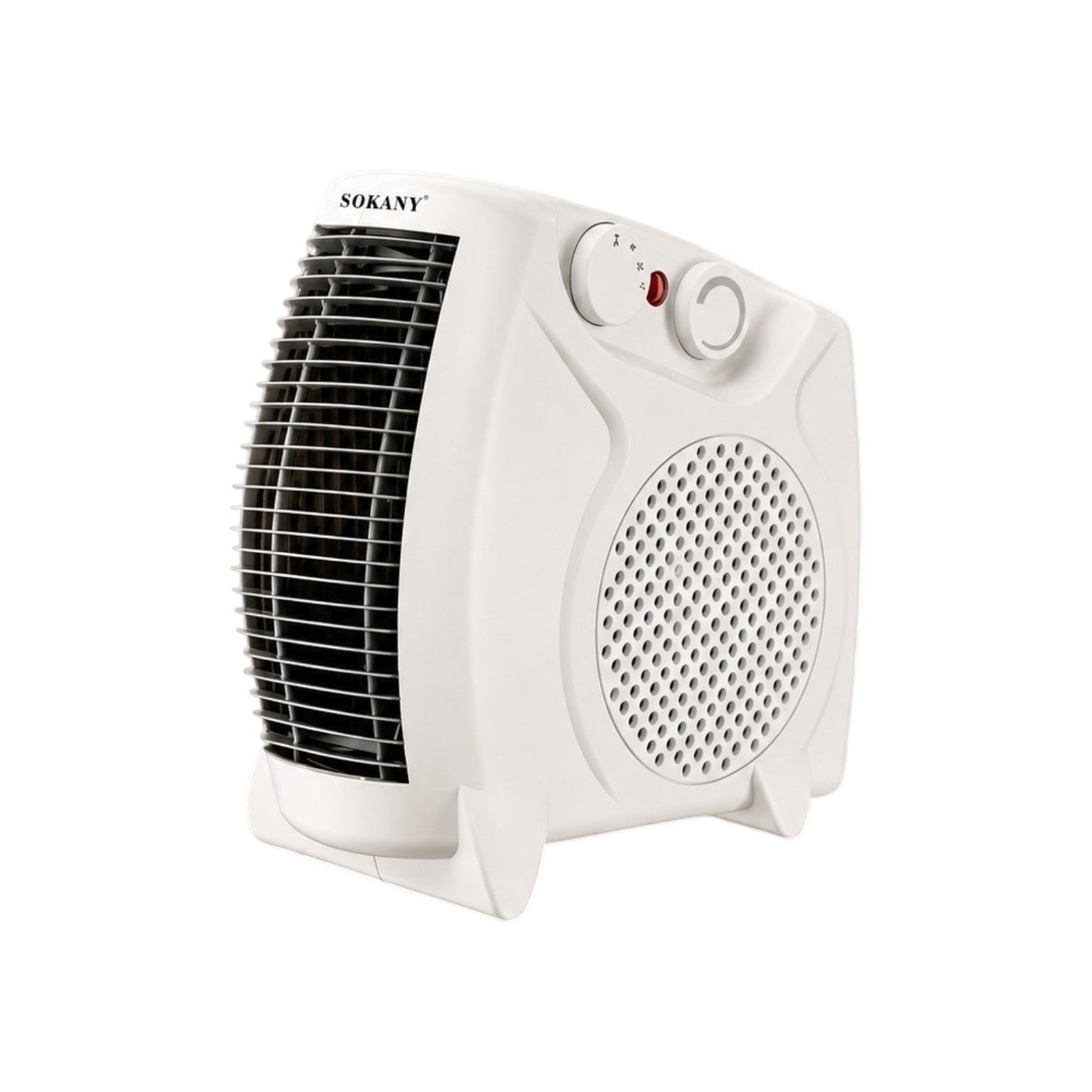 INOUTHOMECO SOKANY 2000W portable electric fan heater in white with adjustable thermostat and dual rotary controls