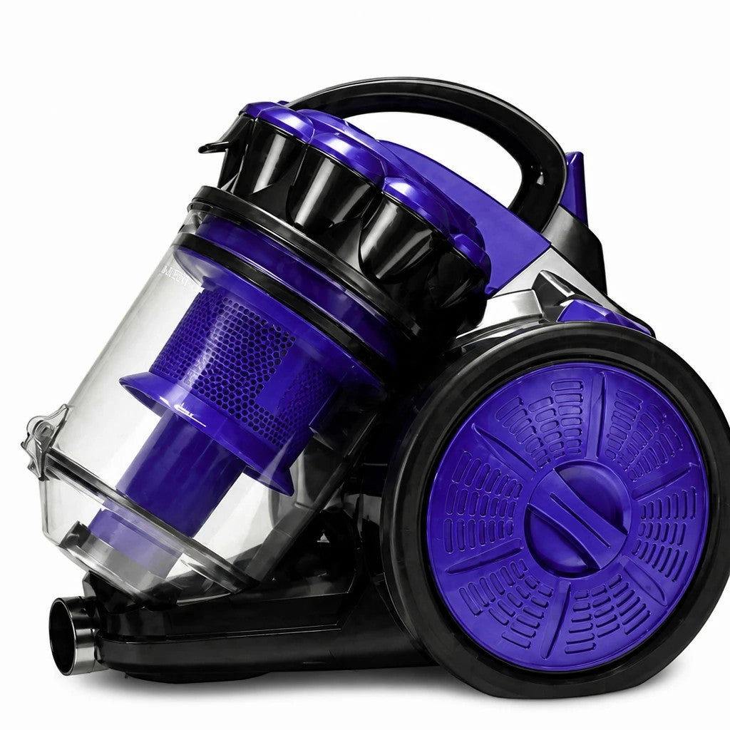 INOUTHOMECO Sokany 3000W bagless cyclonic vacuum cleaner in purple and black with a 3L transparent dust container.