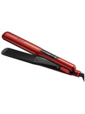 INOUTHOMECO Sokany ceramic hair straightener in metallic red with black plates and a digital temperature display.