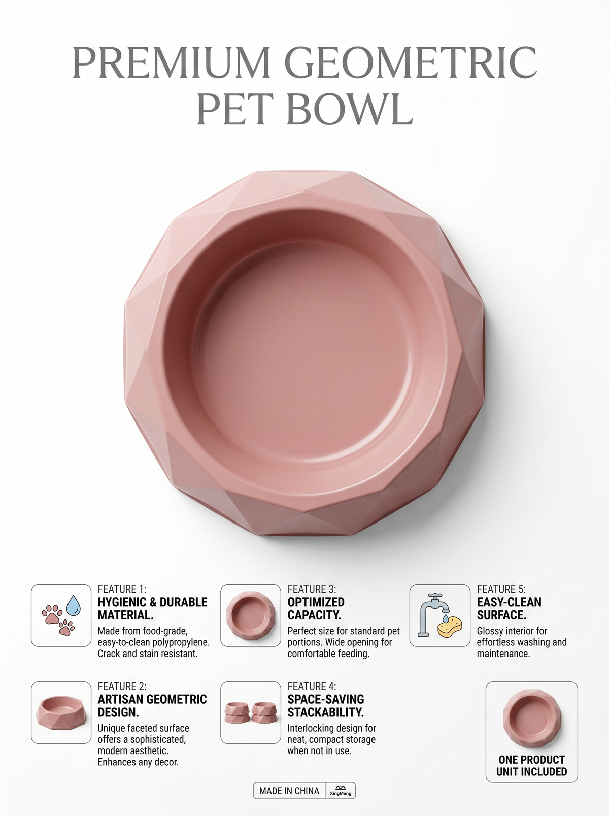 Modern Geometric Pet Bowl