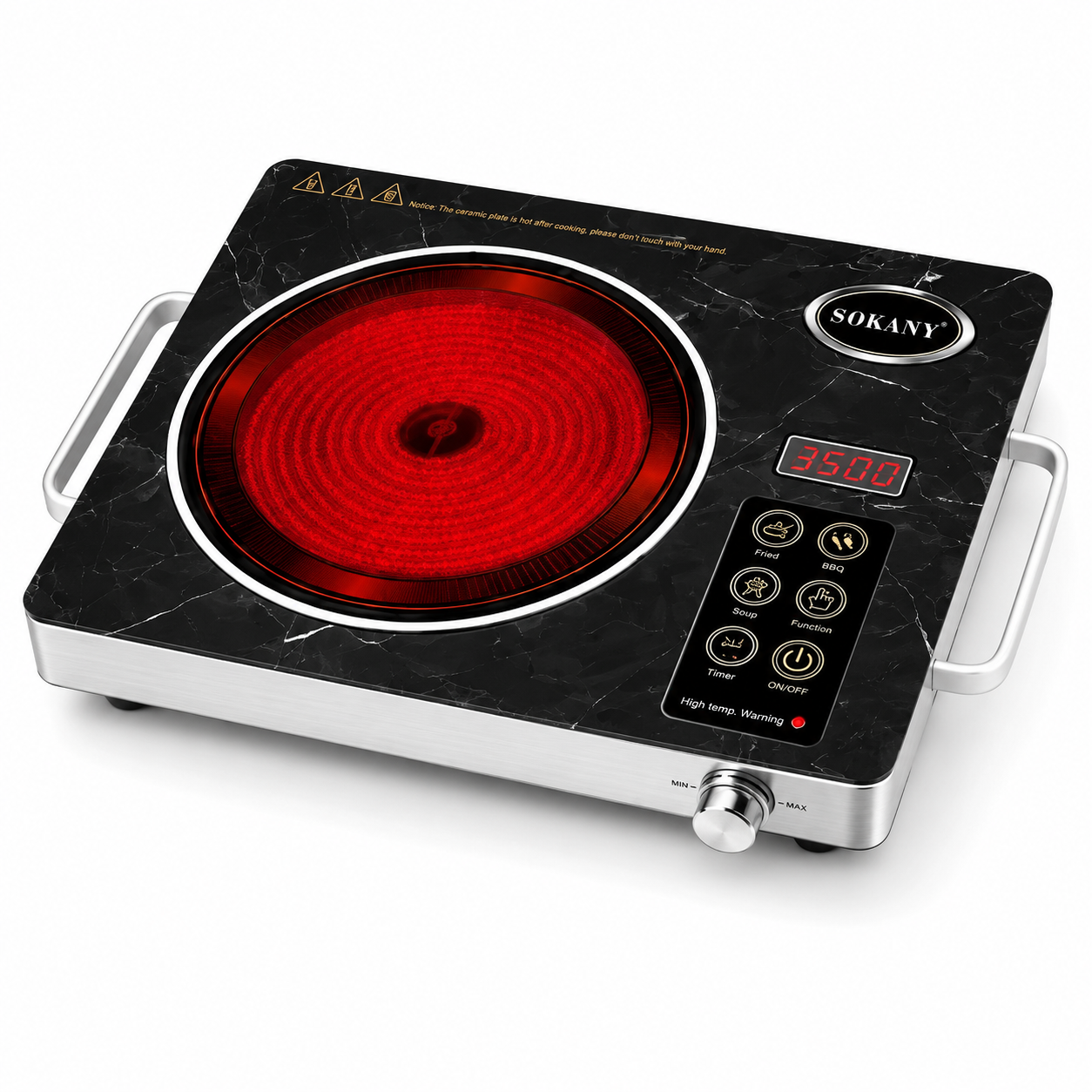 SOKANY Radiant Cooker | 3500W Radiant Heating Element | Touch Controls With Digital Display.