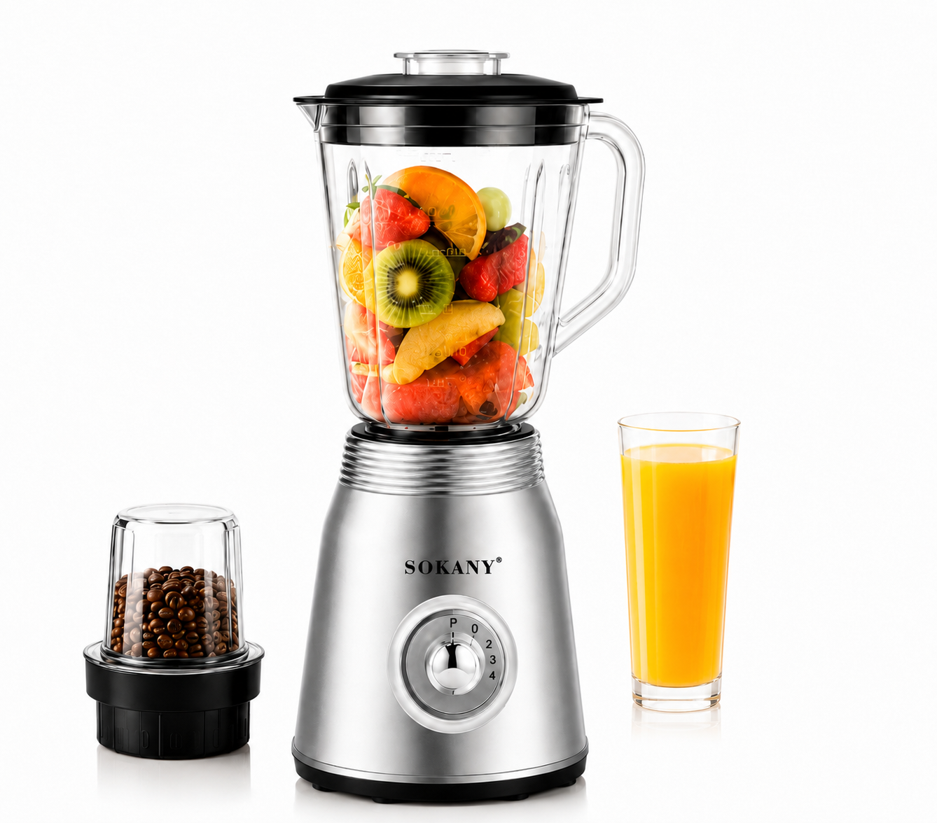SOKANY 2-in-1 Blender & Grinder | 800W | 4 Speed Settings | 1.5L Capacity