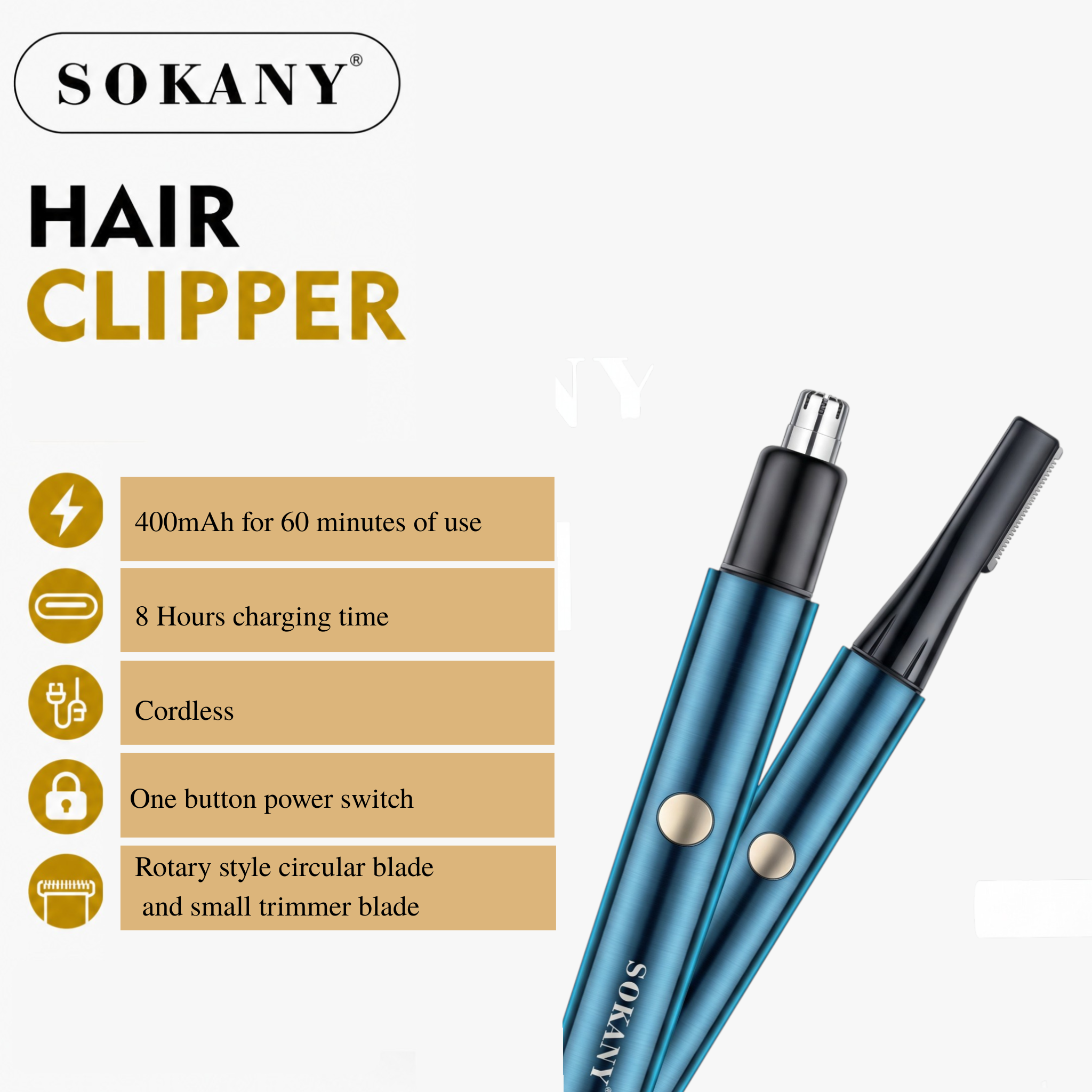 Sokany Nose & Ear Hair Trimmer | 2-in-1 Trimmer for Nose Hair