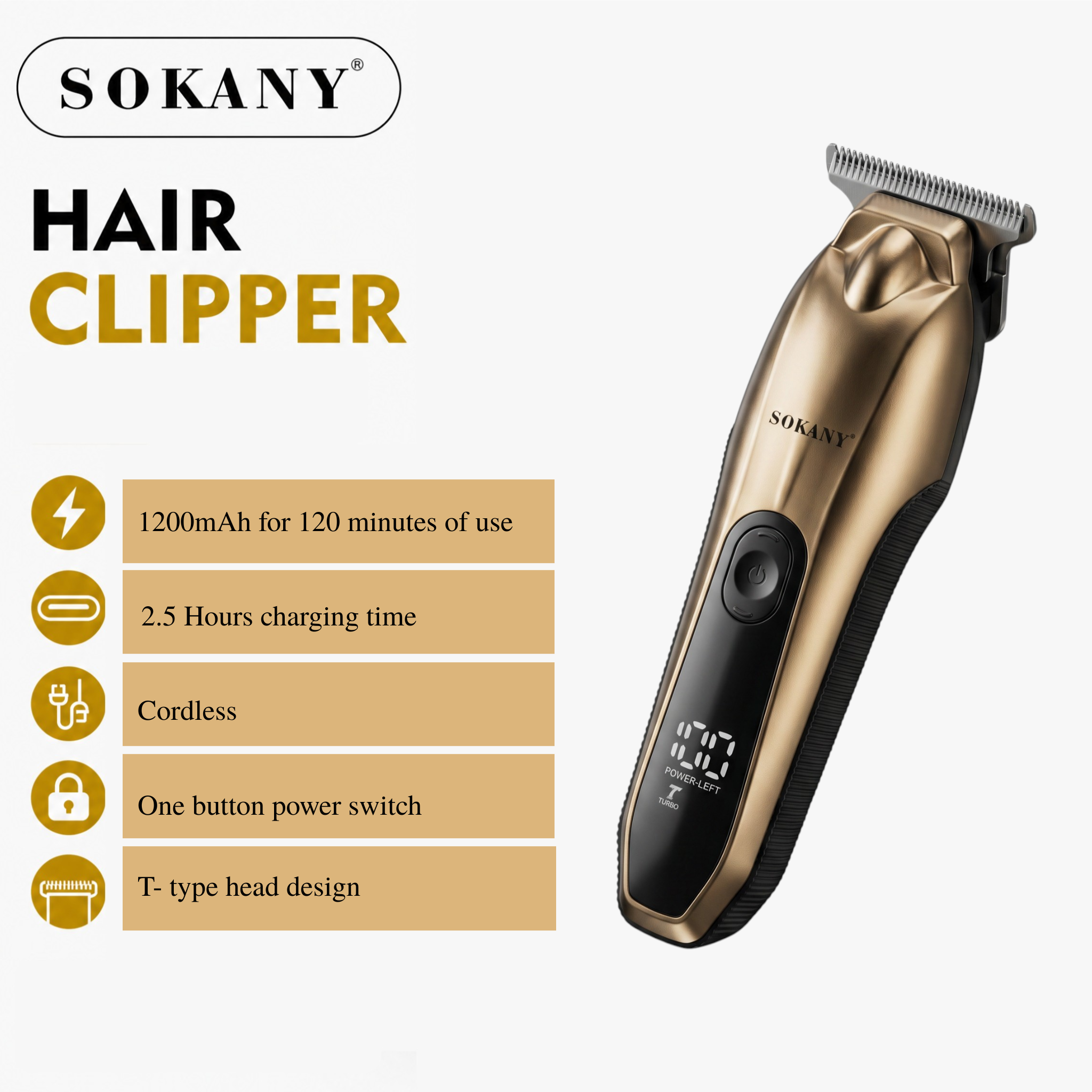 Professional Hair Clipper & Hair Trimmer with Stainless Steel Blade | USB Rechargeable