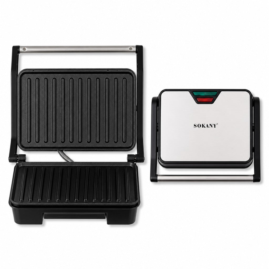 Sokany Electric Grill Maker – Non-Stick Indoor Grill & Sandwich Press